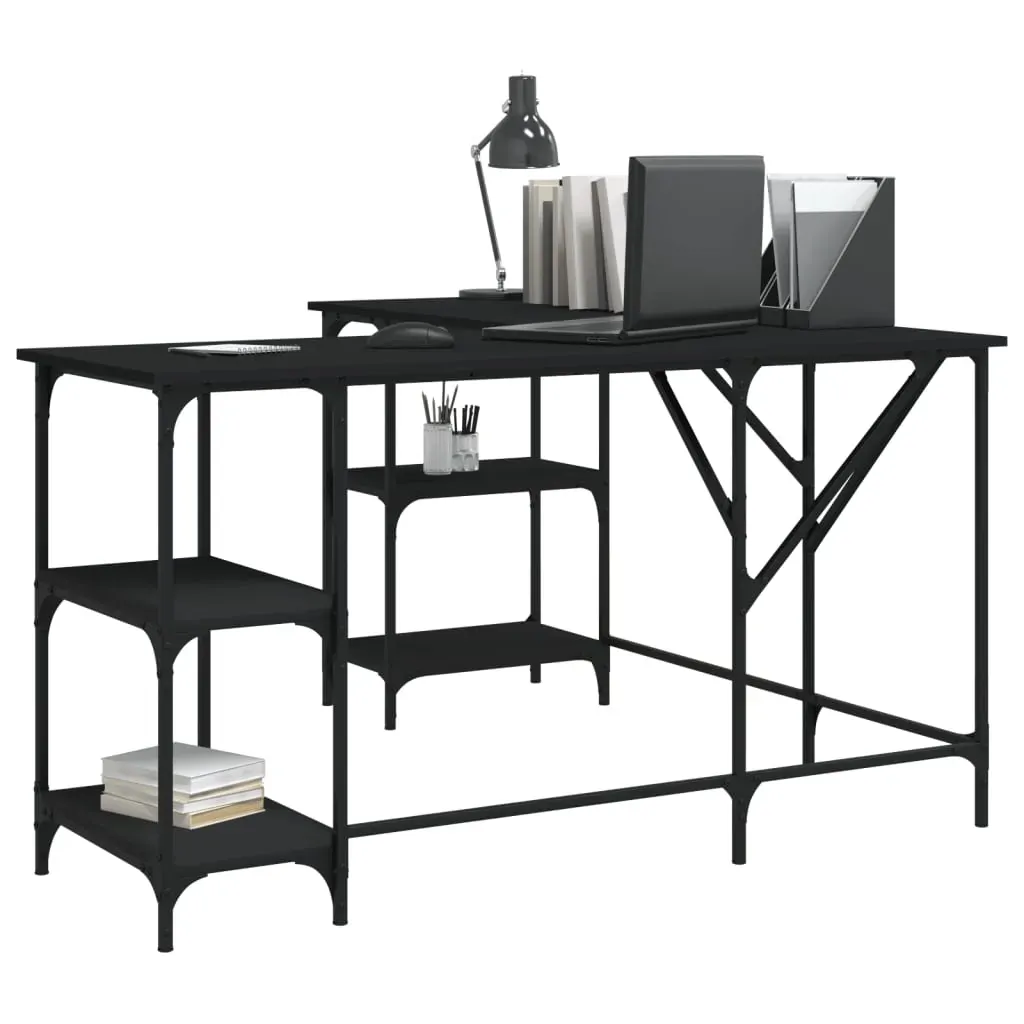 Desk Black 139x139x75 cm Engineered Wood Price
