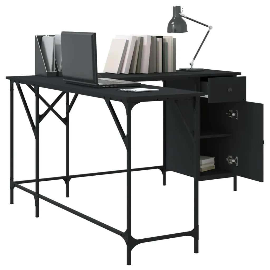 Desk Black 141x141x75 cm Engineered Wood Price