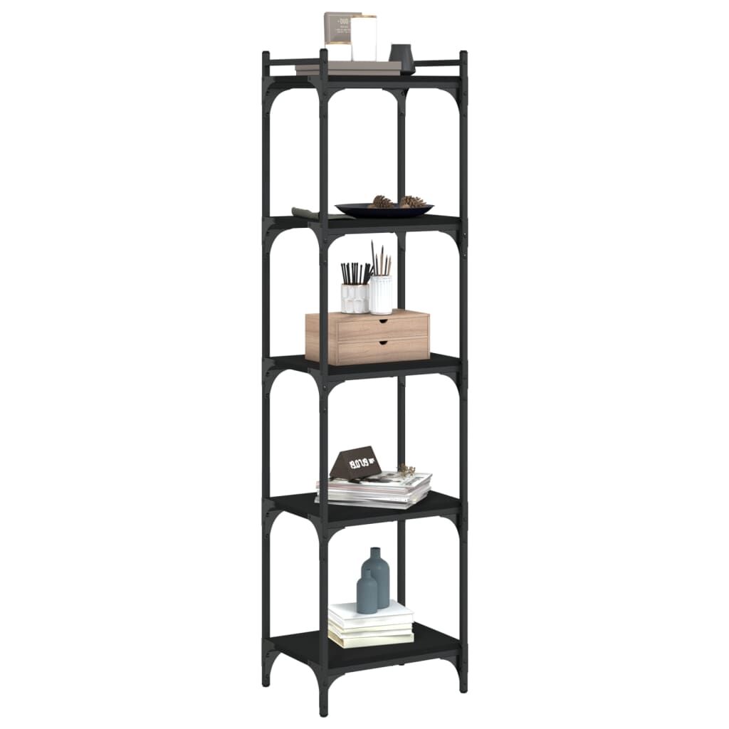 Bookcase 5-Tier Black 40x30x154 cm Engineered Wood Price