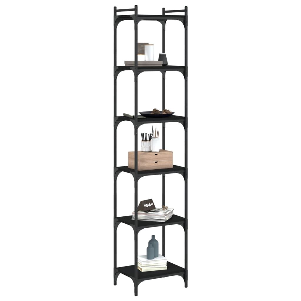 Bookcase 6-Tier Black 40x30x188 cm Engineered Wood Price