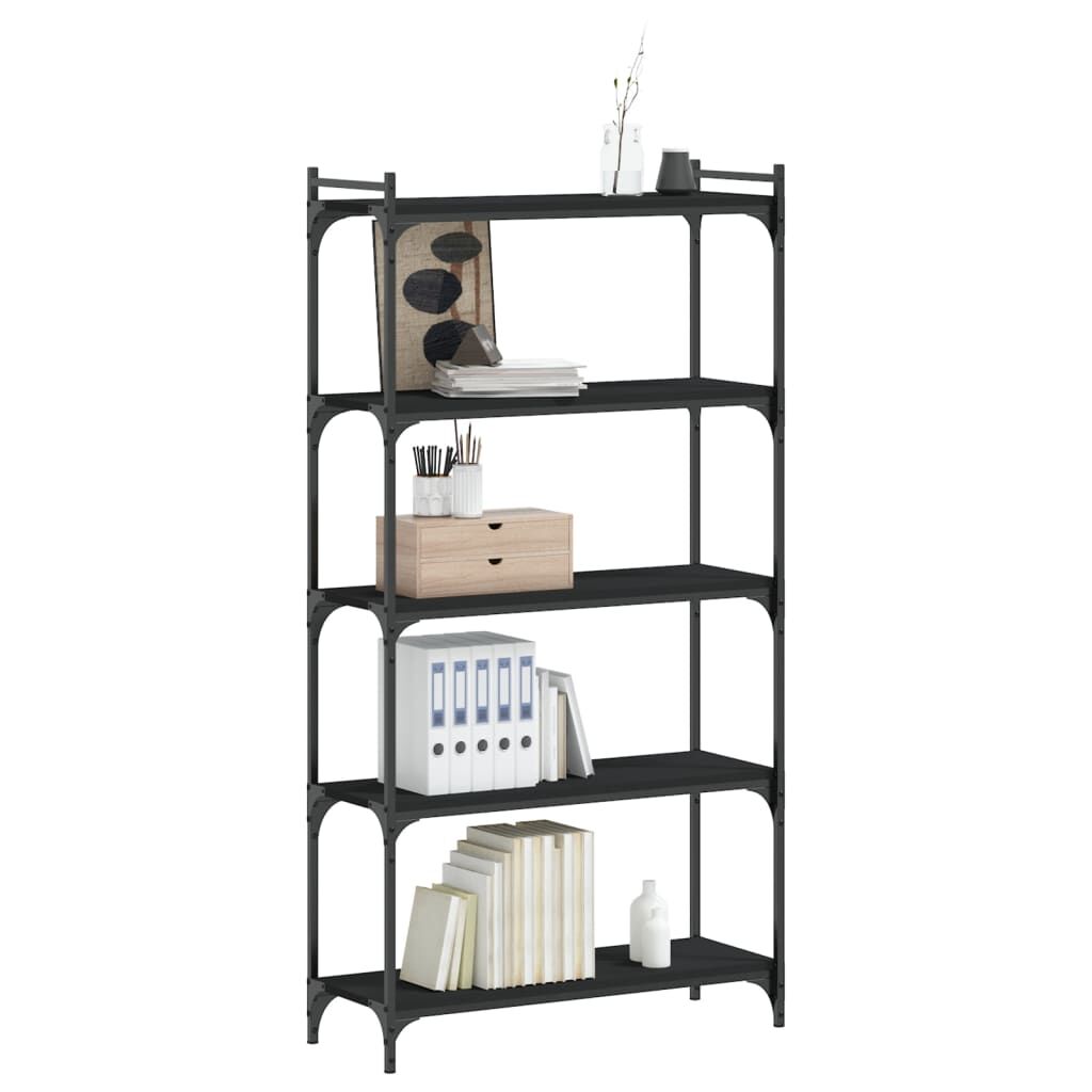 Bookcase 5-Tier Black 80x30x154 cm Engineered Wood Price