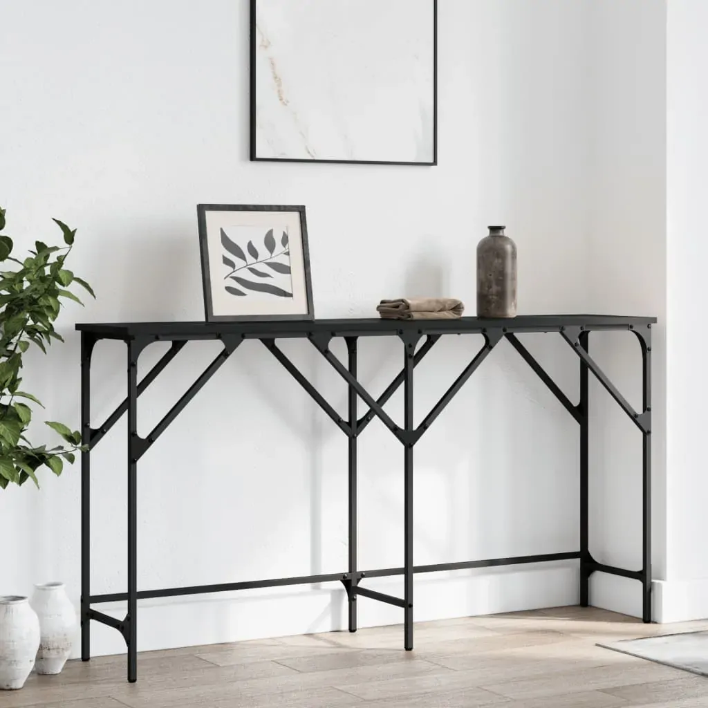 Console Table Black 140x29x75 cm Engineered Wood Price