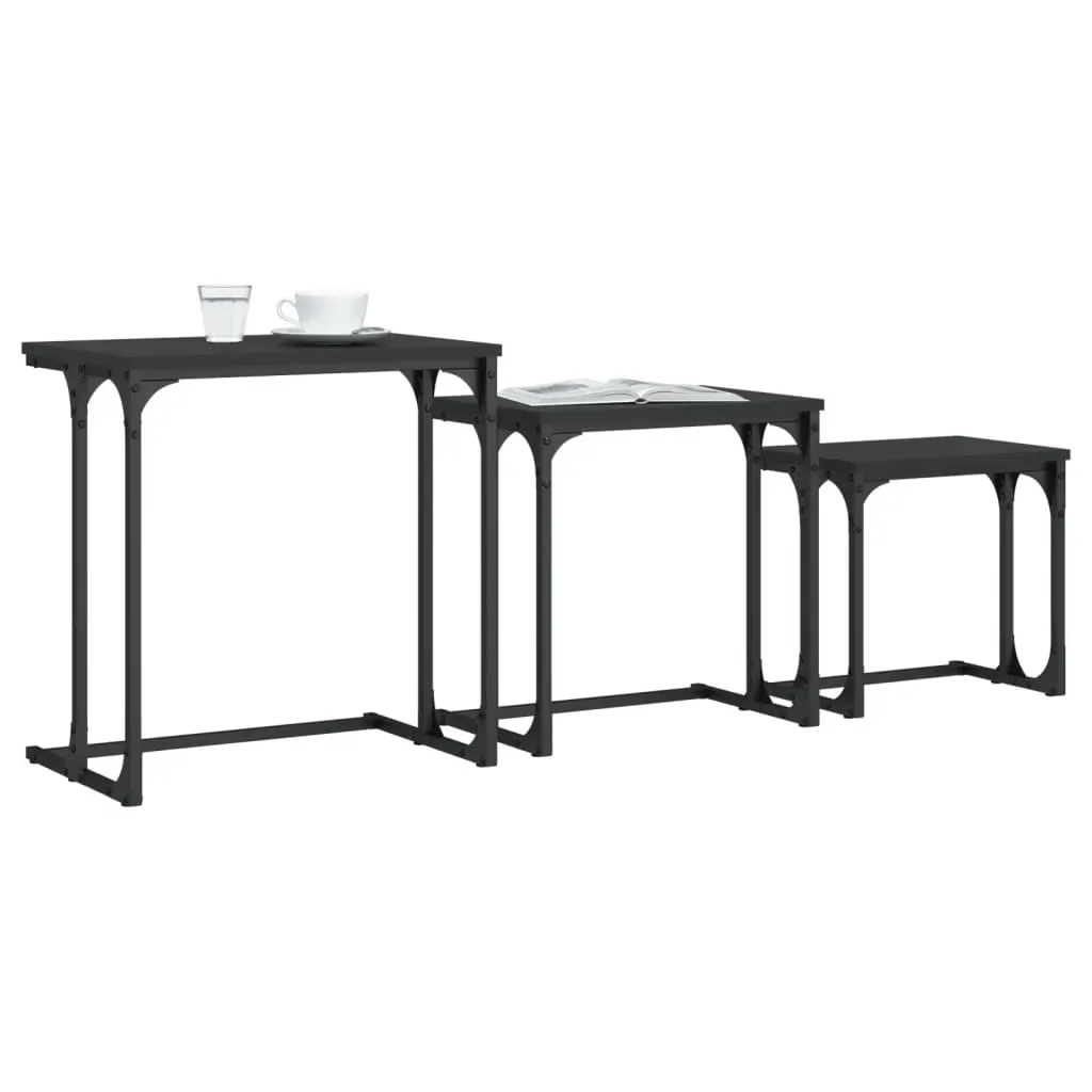 Nesting Coffee Tables 3 pcs Black Engineered Wood Price