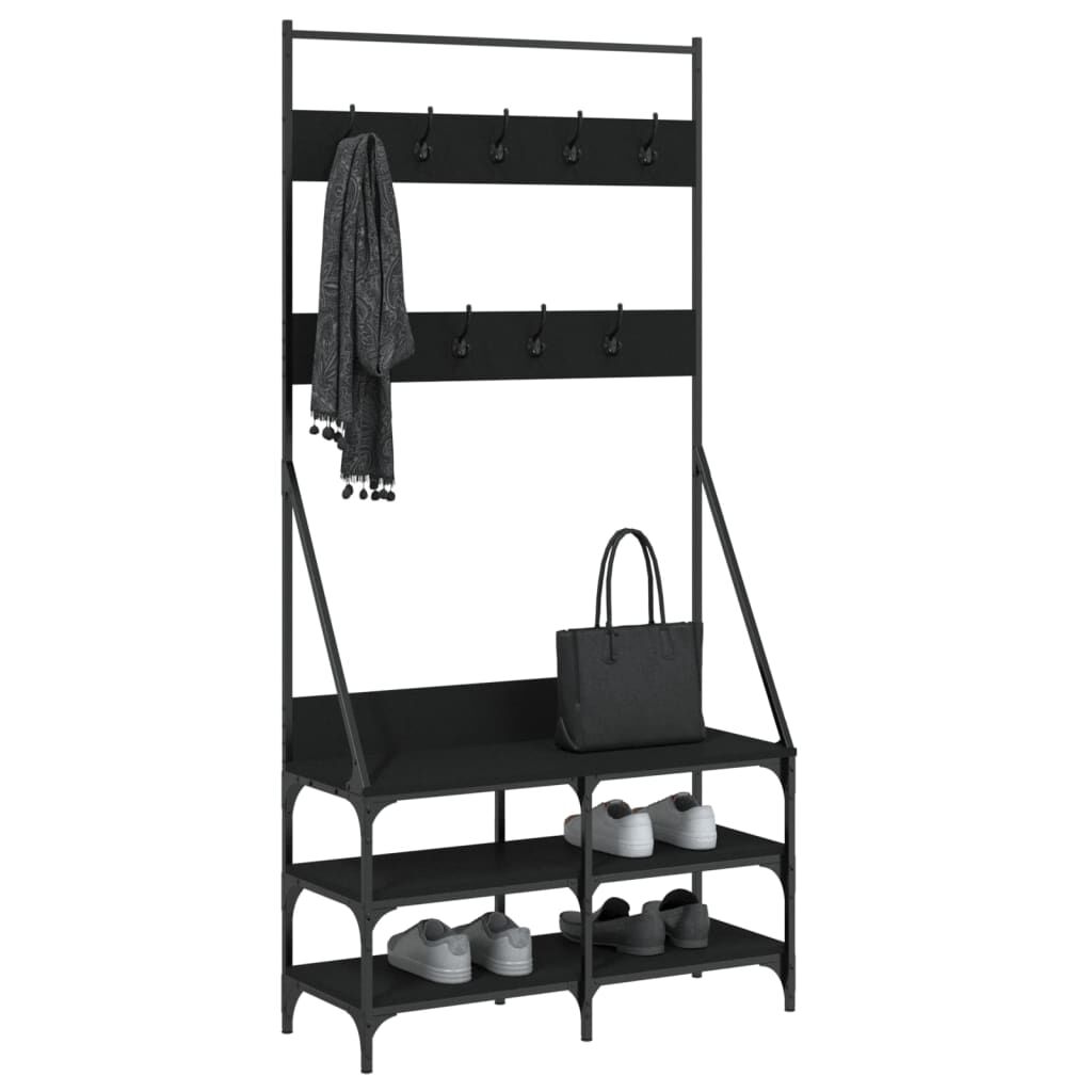 Clothes Rack with Shoe Storage Black 90x34x184 cm Price