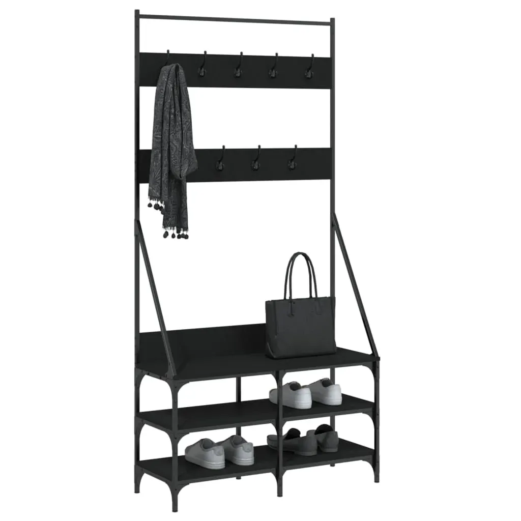 Clothes Rack with Shoe Storage Black 90x34x184 cm Price