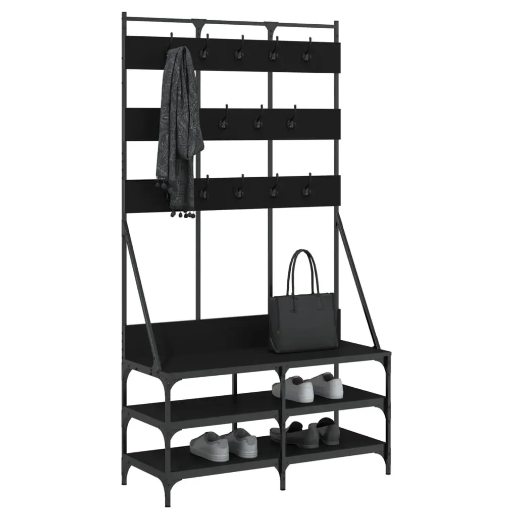 Clothes Rack with Shoe Storage Black 100x40x184 cm Price