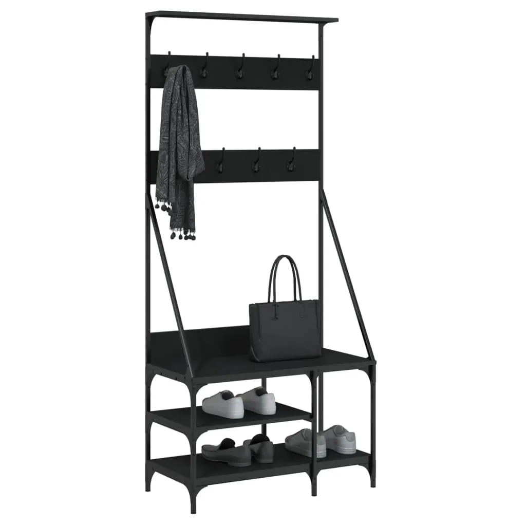 Clothes Rack with Shoe Storage Black 80x40x184 cm Price