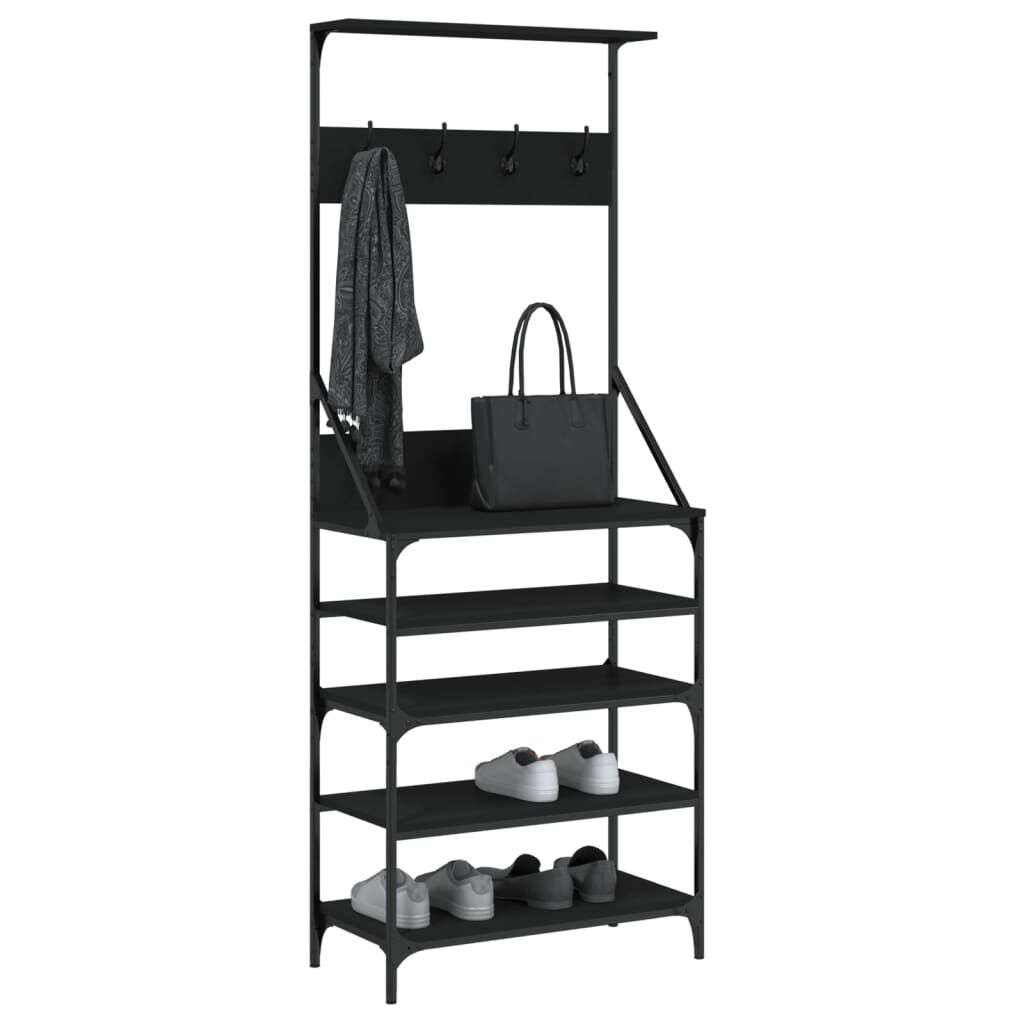 Clothes Rack with Shoe Storage Black 70x34x184 cm Price