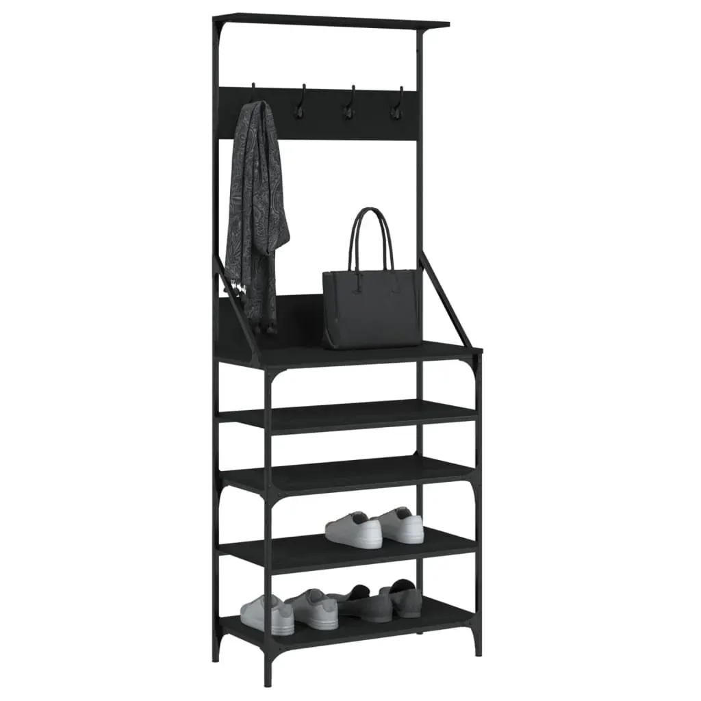 Clothes Rack with Shoe Storage Black 70x34x184 cm Price