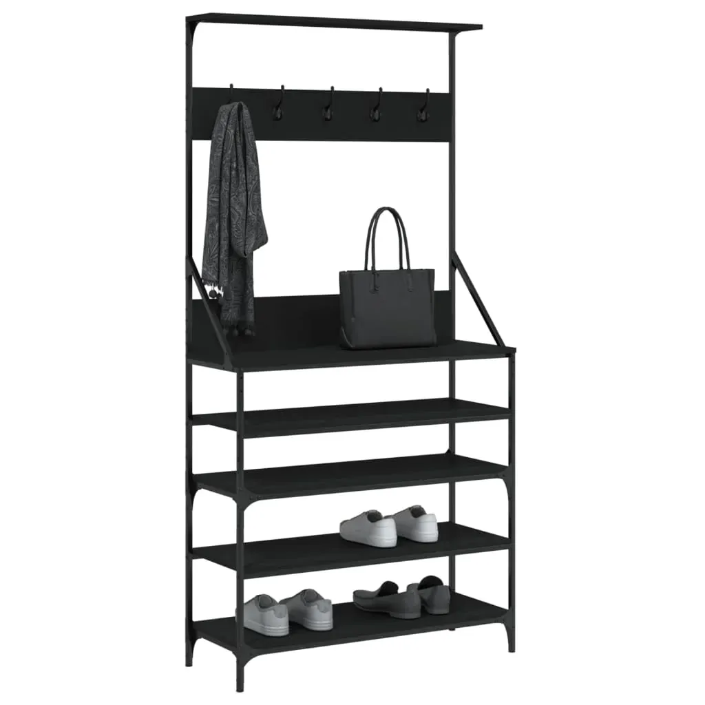 Clothes Rack with Shoe Storage Black 90x34x184 cm Price