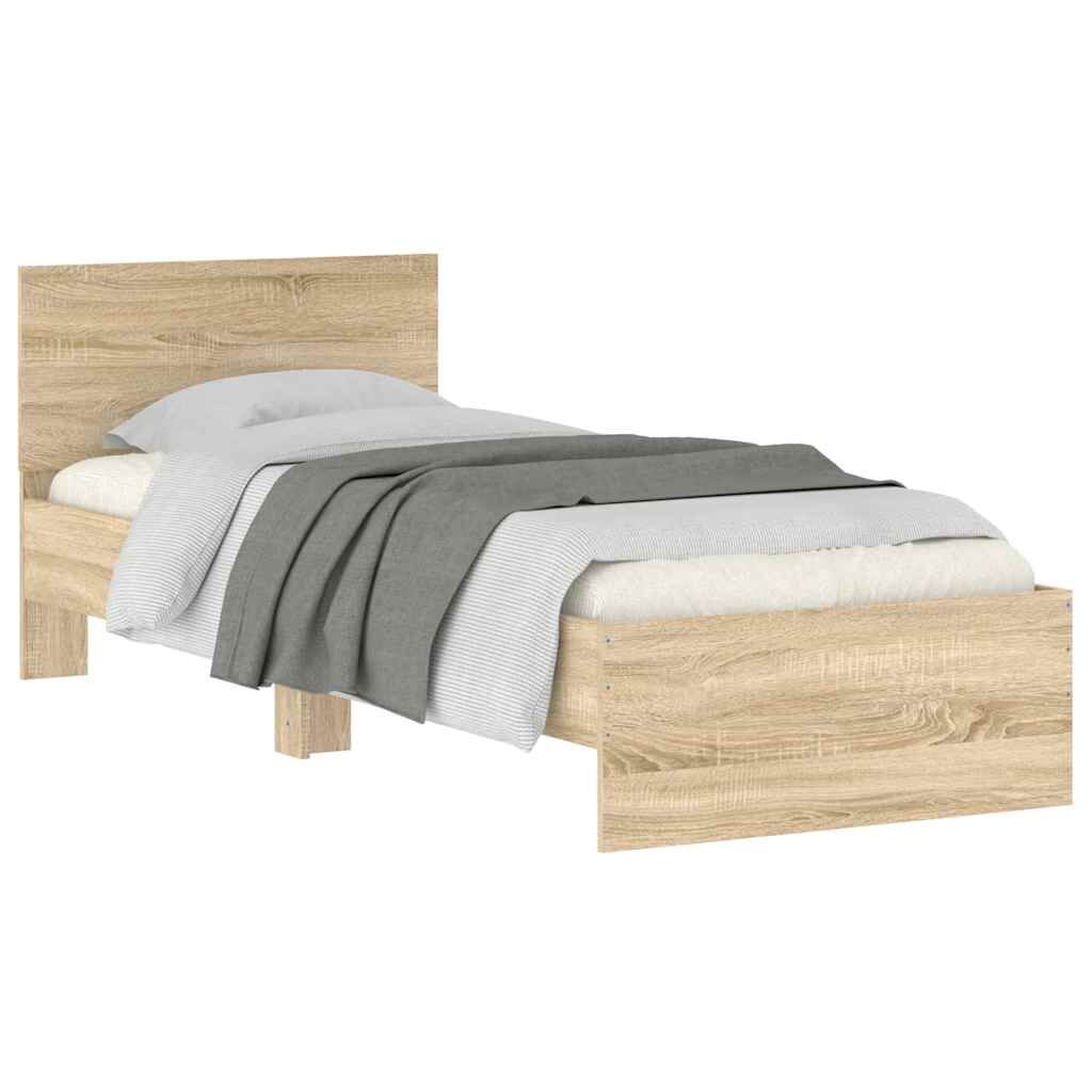 Bed Frame without Mattress with Headboard Sonoma Oak 90x190 cm Price
