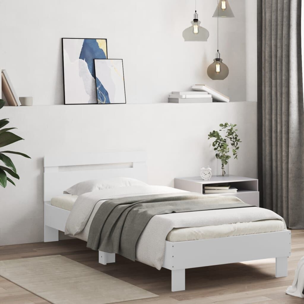 Bed Frame without Mattress with LED Lights White 90x190 cm Price