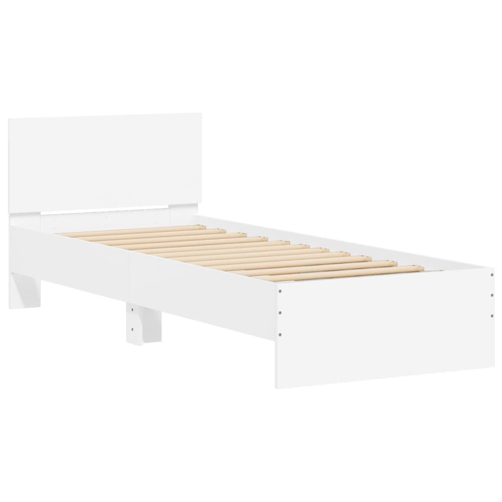 Bed Frame without Mattress with LED Lights White 90x190 cm Price