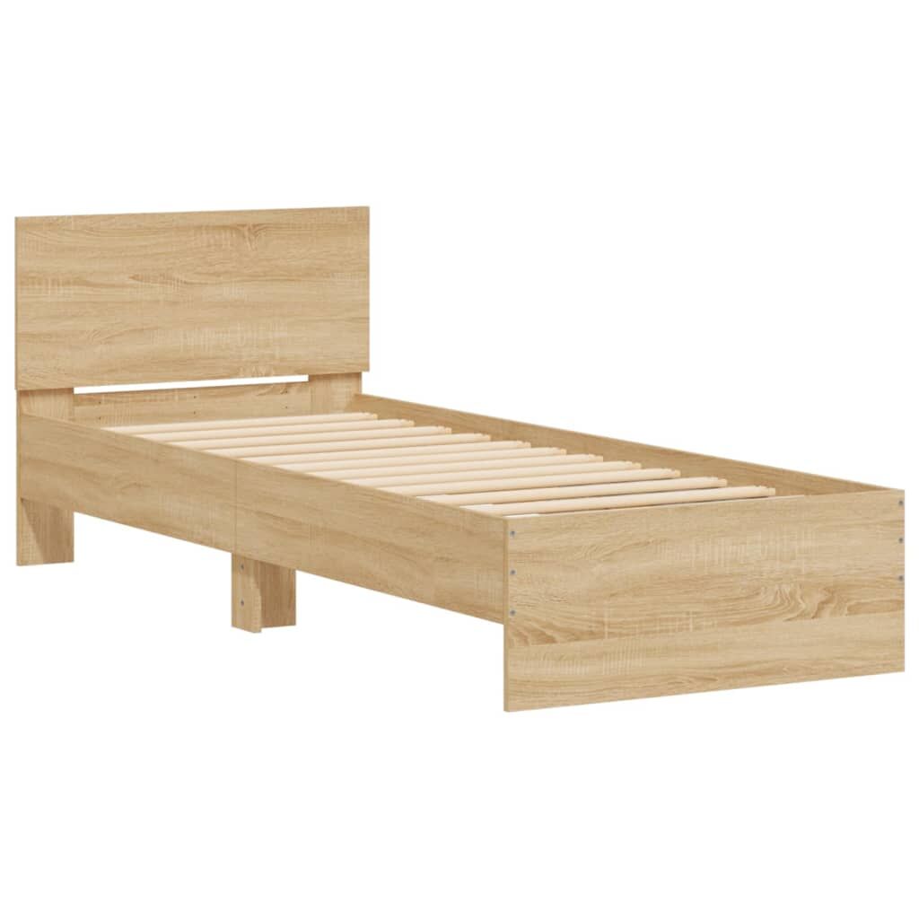 Bed Frame without Mattress with LED Lights Sonoma Oak 90x190 cm Price