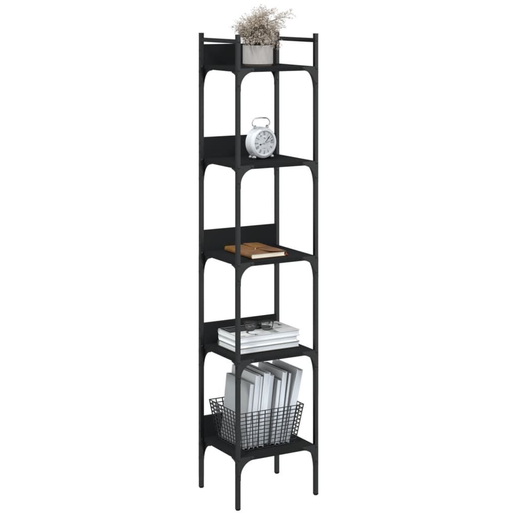 Bookshelf 5-Tier Black 35x30x174 cm Engineered Wood Price