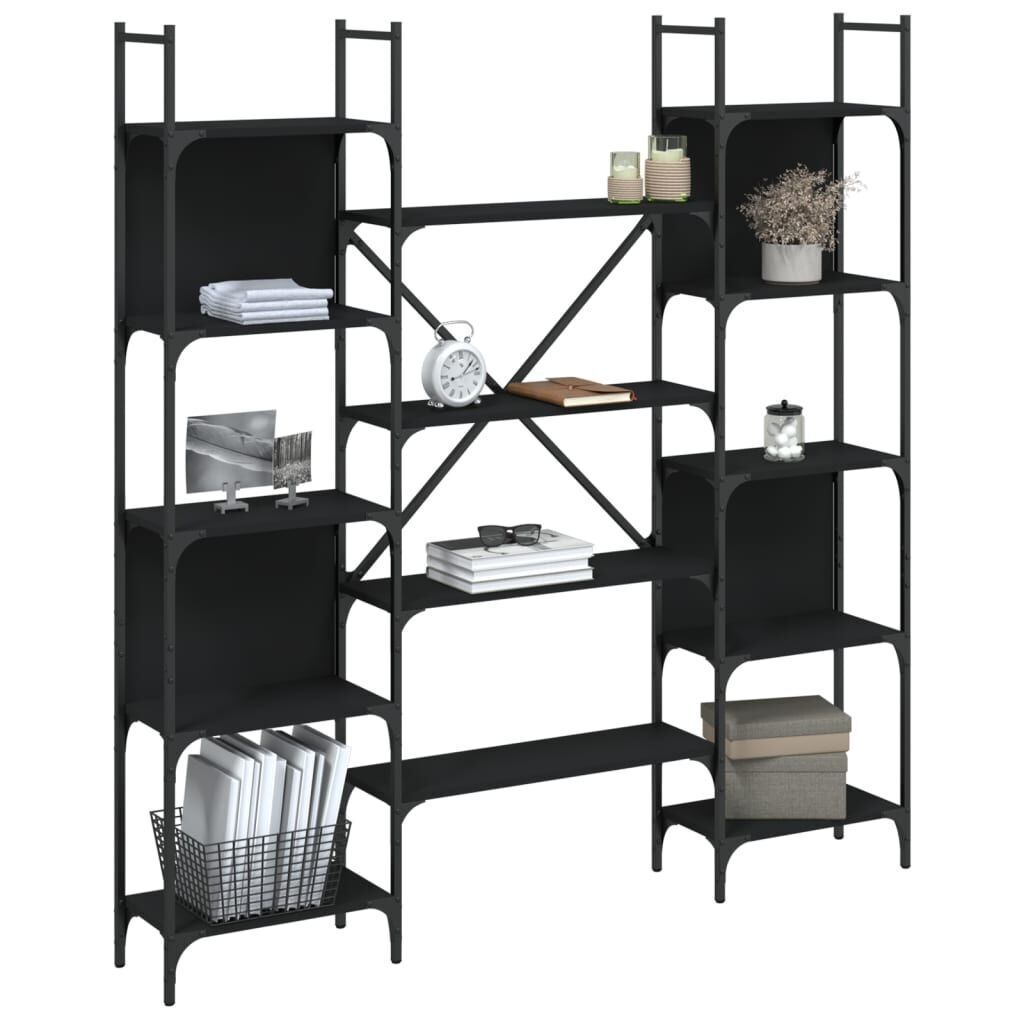 Bookshelf Black 155.5x24x166.5 cm Engineered Wood Price