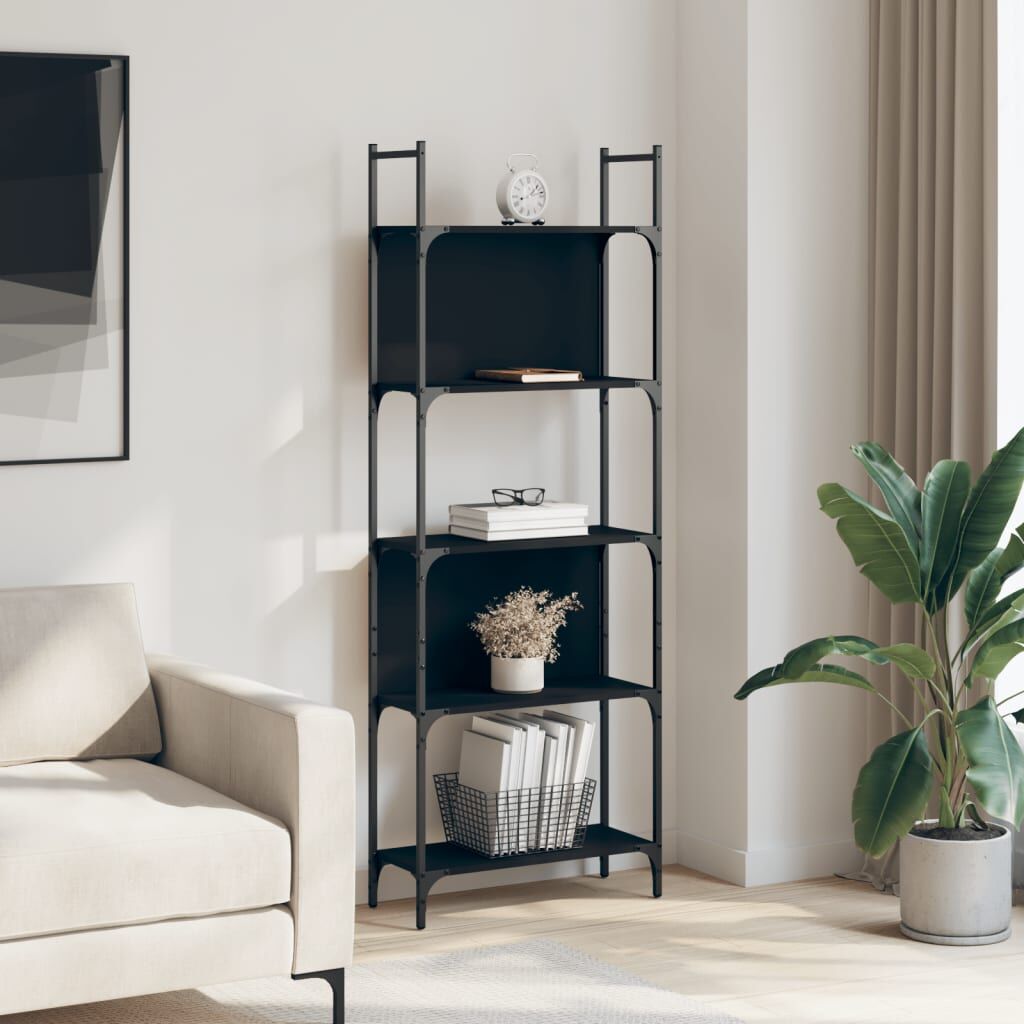 Bookshelf 5-Tier Black 60.5x24x166.5 cm Engineered Wood Price