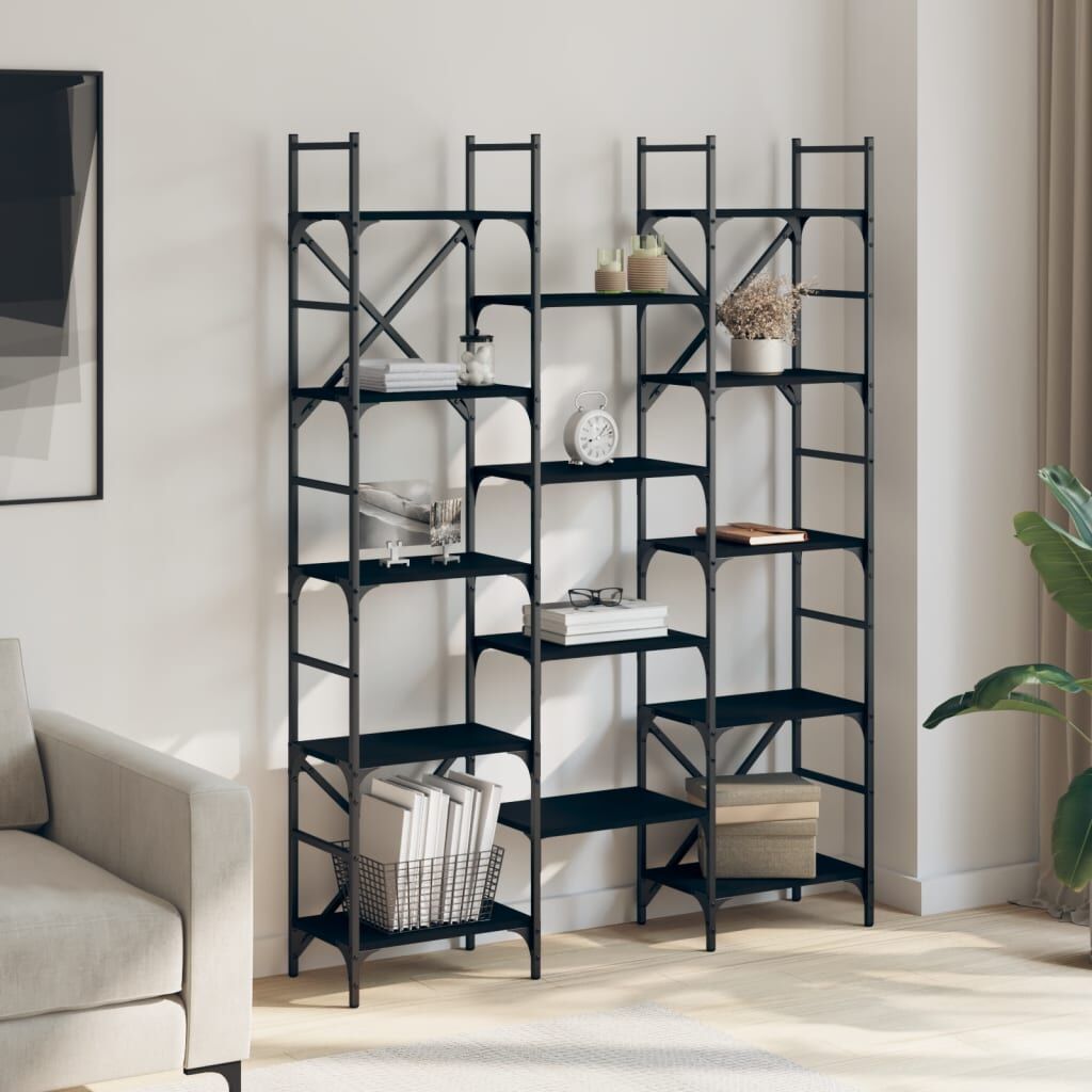 Bookshelf Black 127.5x28.5x172.5 cm Engineered Wood Price