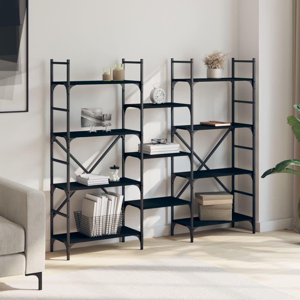 Bookshelf Black 160x28.5x136.5 cm Engineered Wood Price