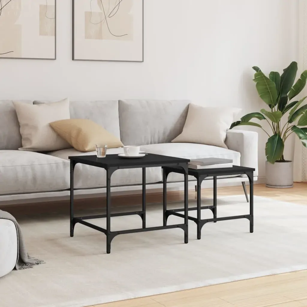 Nesting Coffee Tables 2 pcs Black Engineered Wood Price
