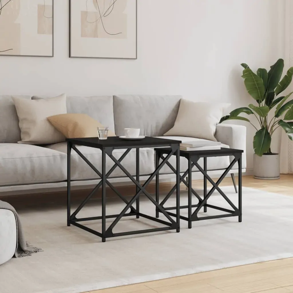Nesting Coffee Tables 2 pcs Black Engineered Wood Price