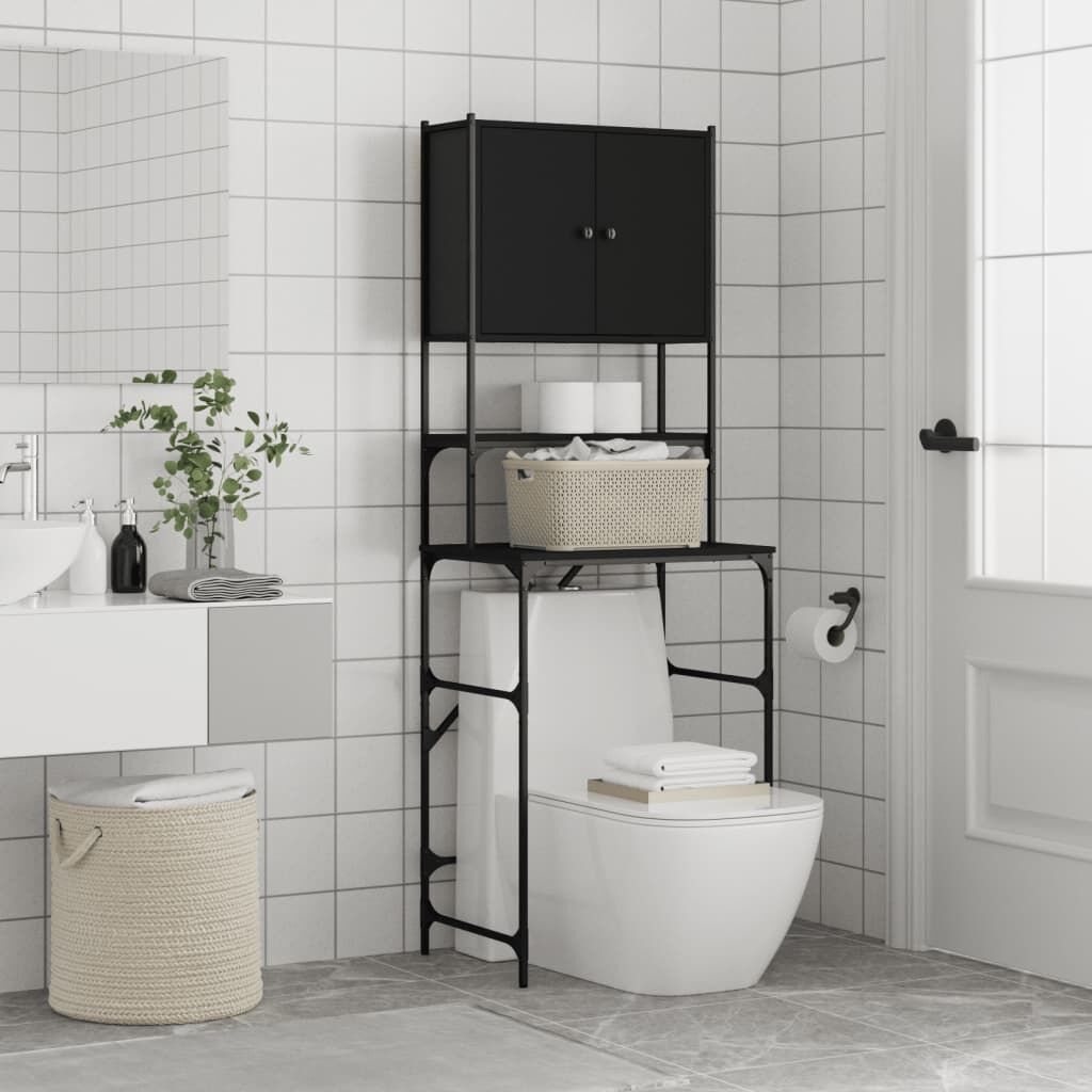Washing Machine Cabinet Black 68x48.5x194 cm Engineered Wood Price