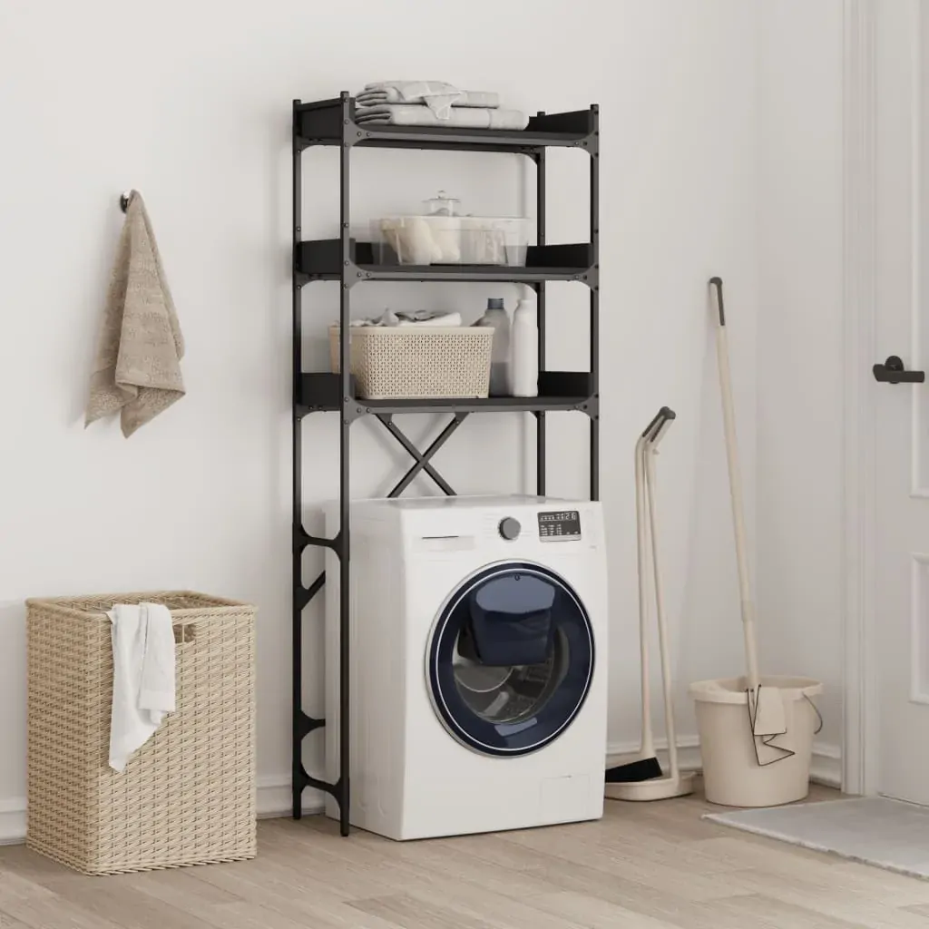 Washing Machine Shelf Black 67x25x163 cm Engineered Wood Price