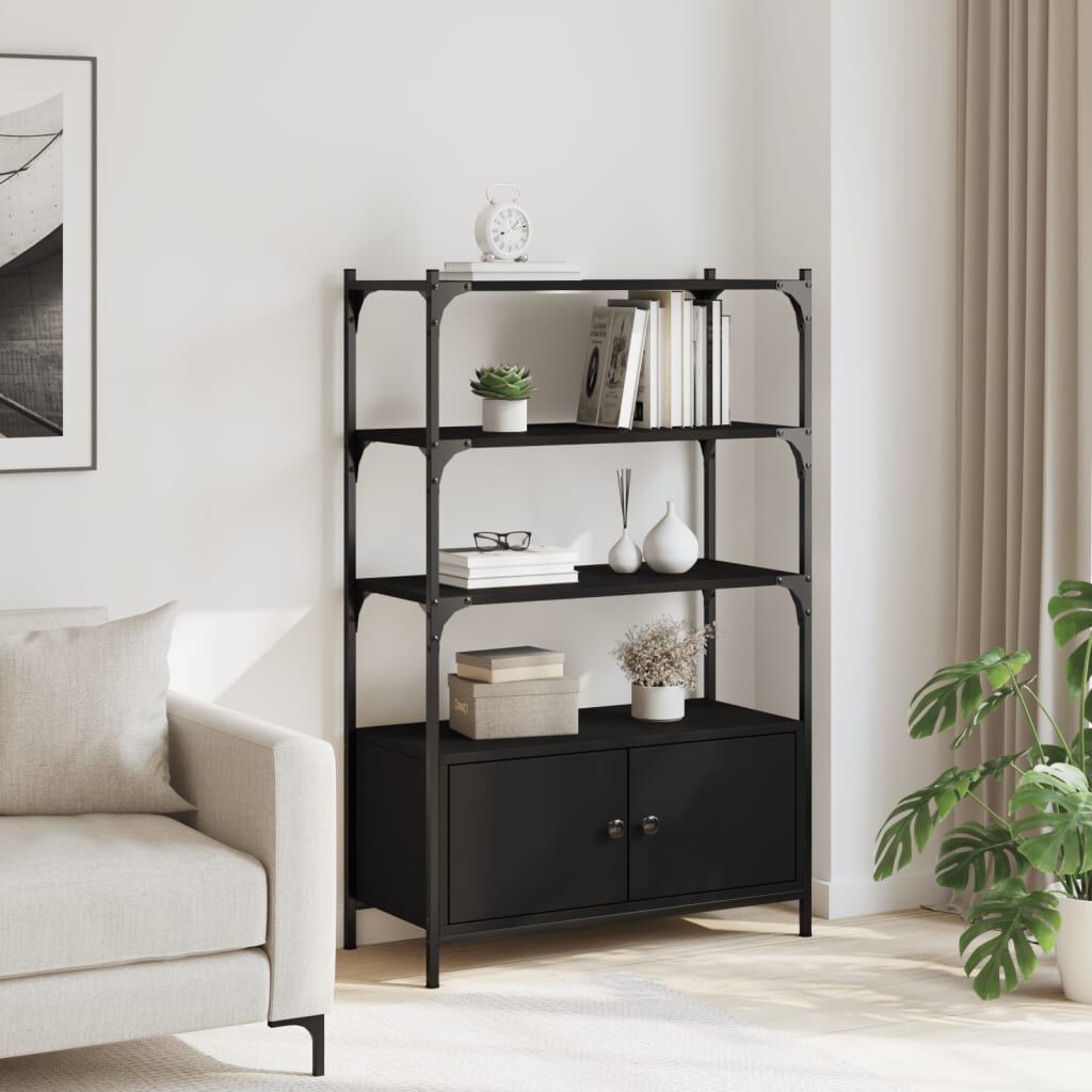 Bookcase 3-Tier Black 70x30x109.5 cm Engineered Wood Price