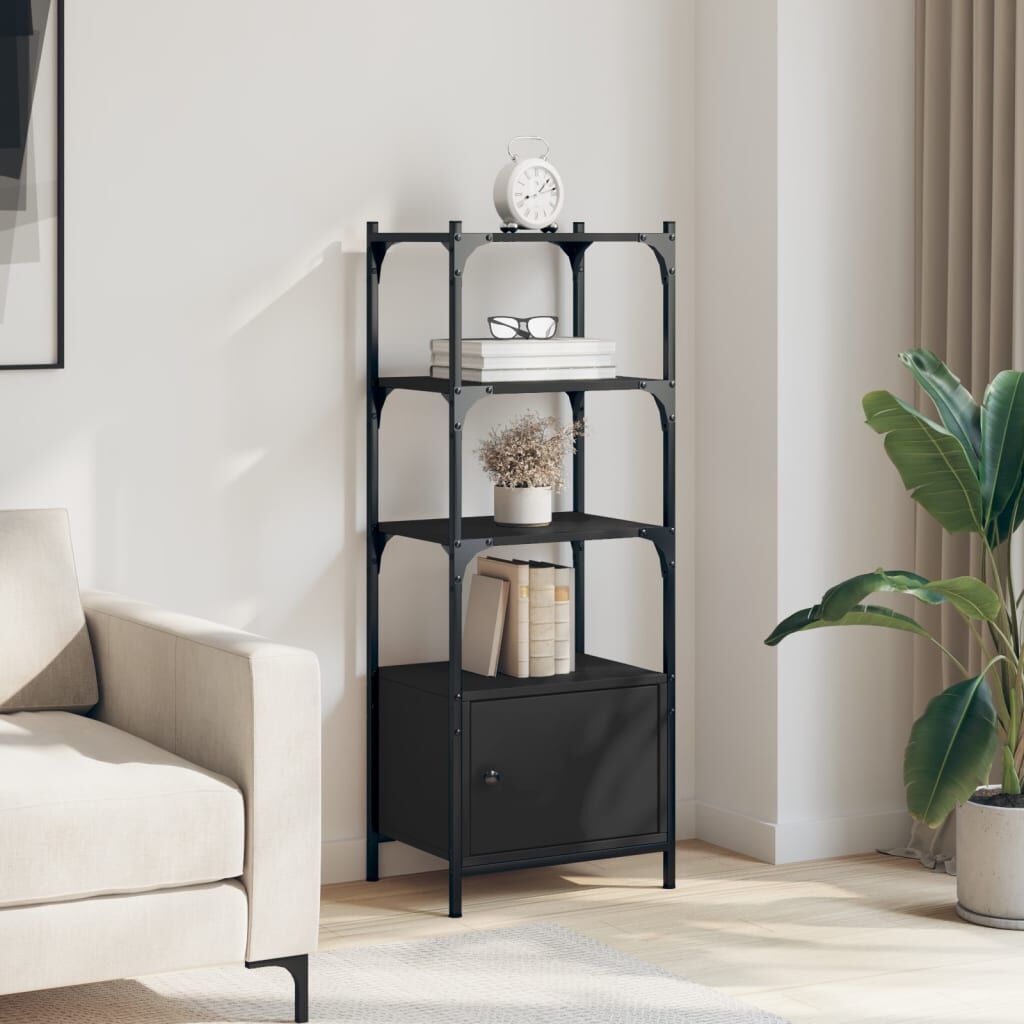 Bookcase 3-Tier Black 41x30x109.5 cm Engineered Wood Price