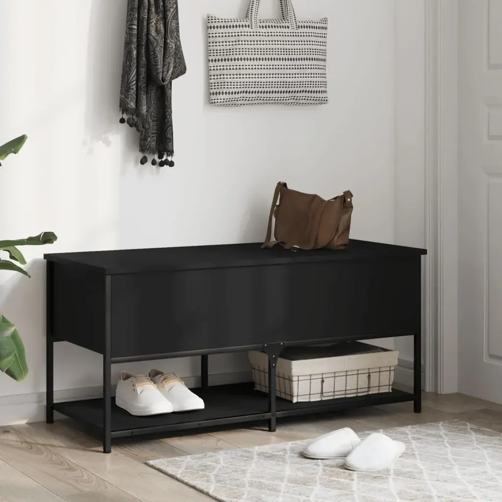Storage Bench Black 100x42.5x47 cm Engineered Wood Price