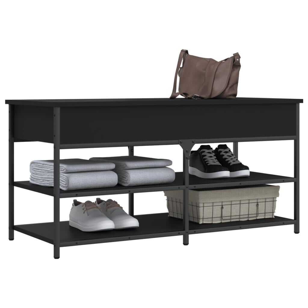 Shoe Bench Black 100x42.5x50 cm Engineered Wood Price