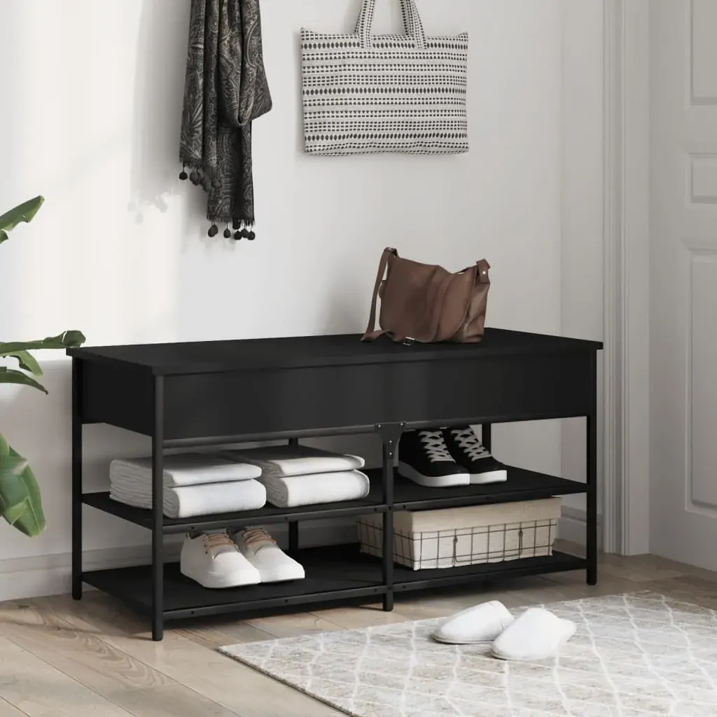 Shoe Bench Black 100x42.5x50 cm Engineered Wood Price