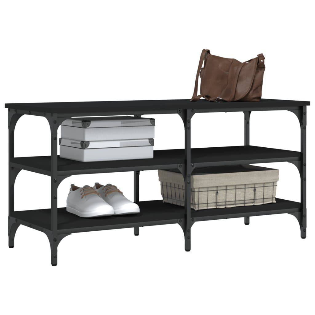 Shoe Bench Black 100x38.5x49 cm Engineered Wood Price