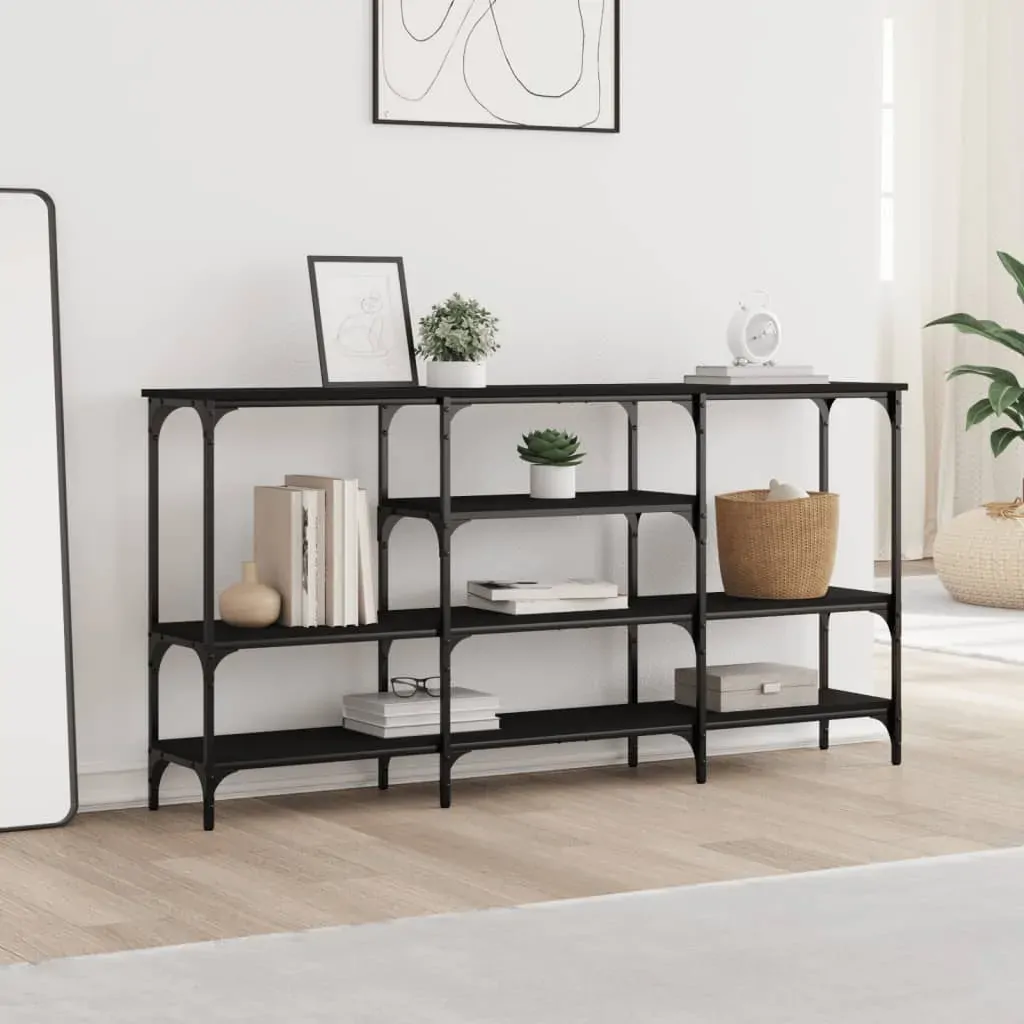 Console Table Black 160x29x80 cm Engineered Wood Price