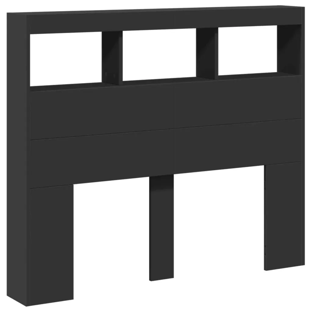 Headboard Cabinet with LED Black 120 cm Price