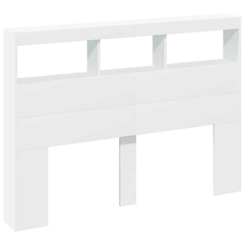 Headboard Cabinet with LED White 140 cm Price
