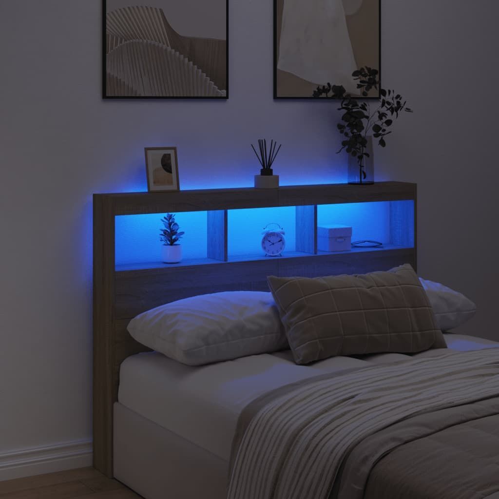 Headboard Cabinet with LED Sonoma Oak 140 cm Price