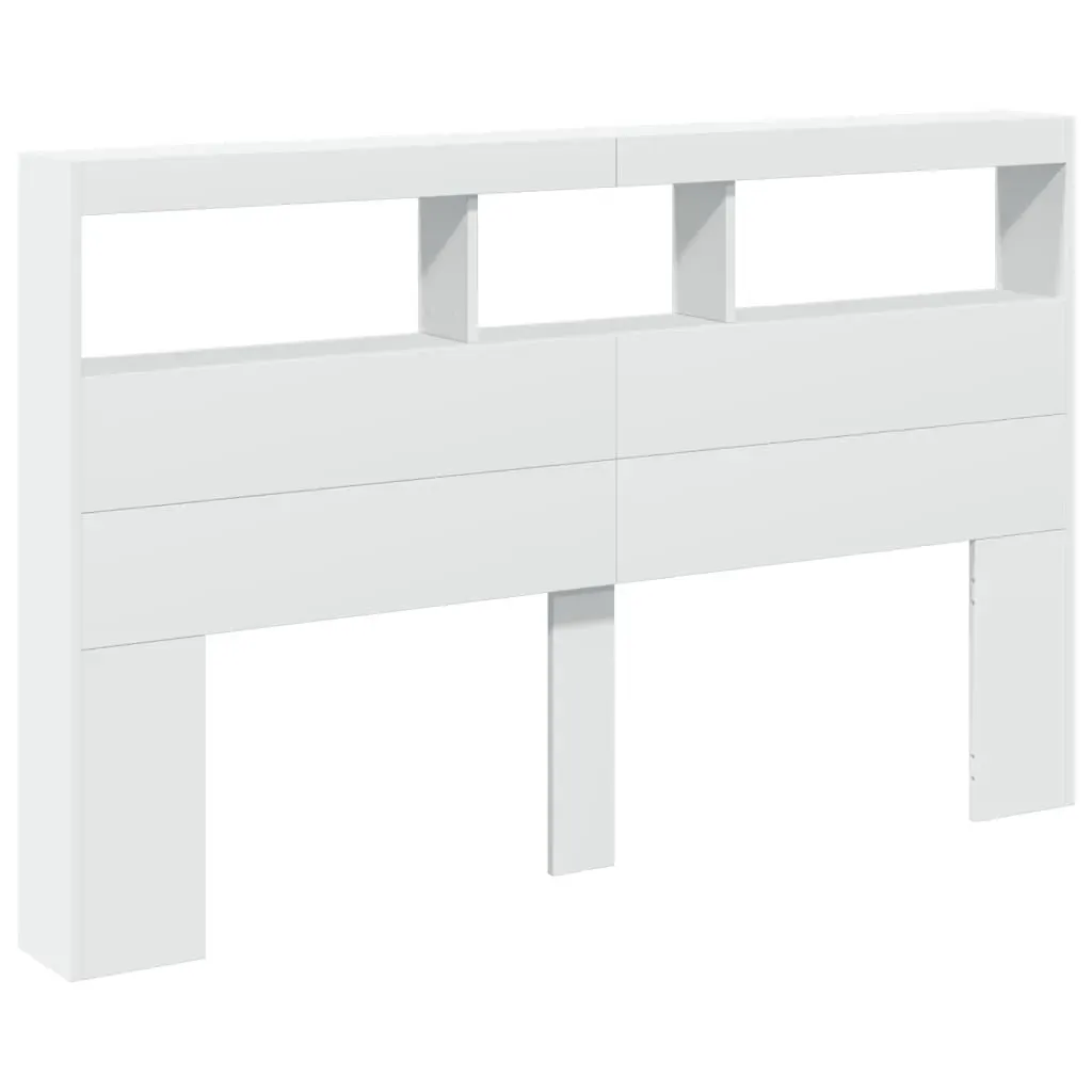 Headboard Cabinet with LED White 160x17x102 cm Price