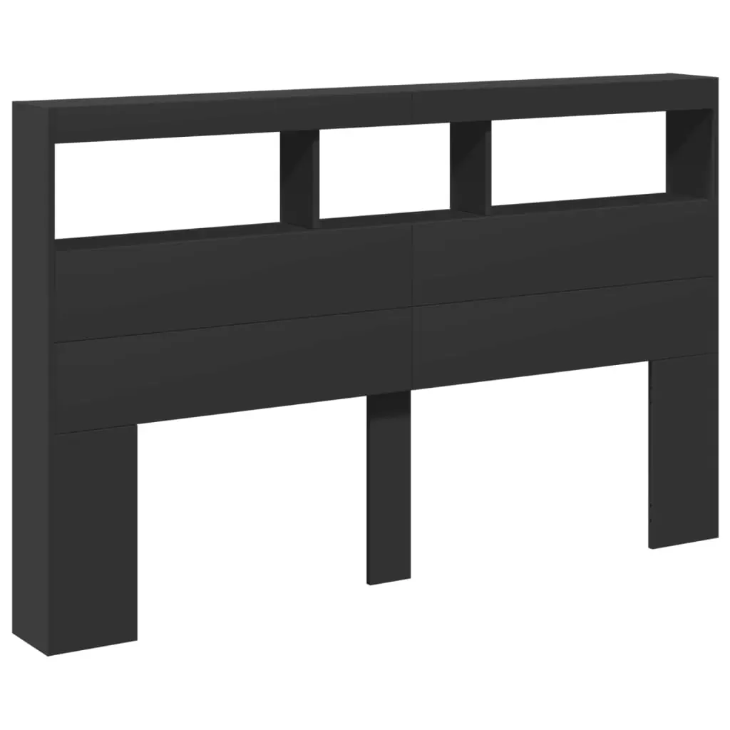 Headboard Cabinet with LED Black 160x17x102 cm Price