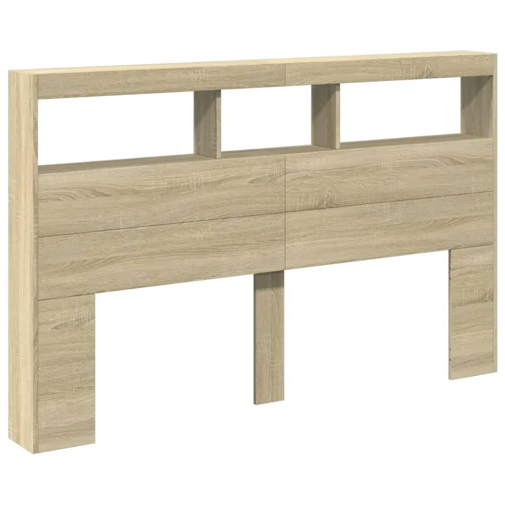 Headboard Cabinet with LED Sonoma Oak 160x17x102 cm Price