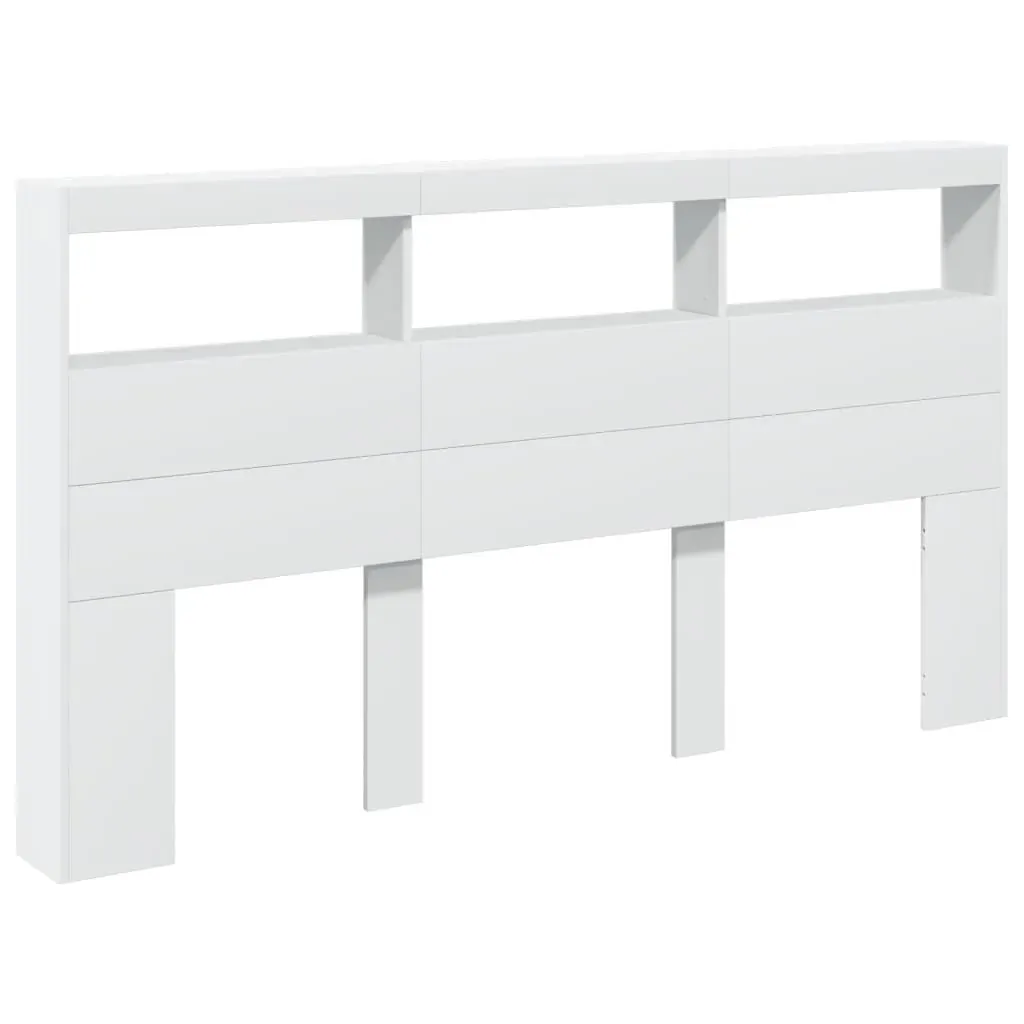 Headboard Cabinet with LED White 180 cm Price