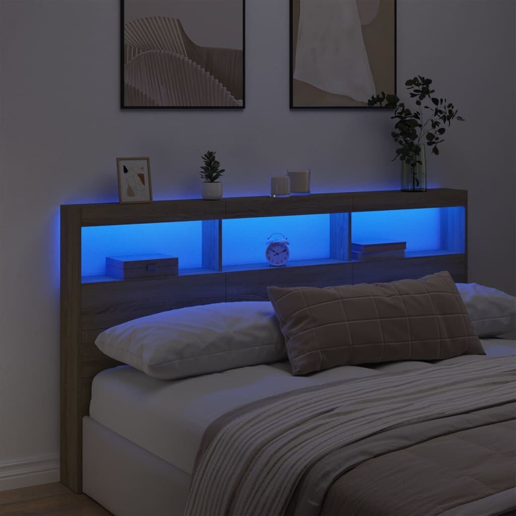 Headboard Cabinet with LED Sonoma Oak 180 cm Price