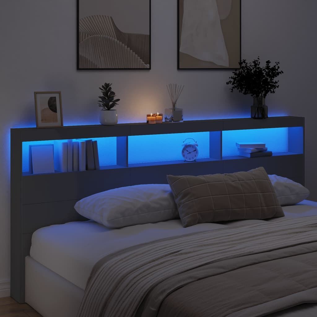 Headboard Cabinet with LED Black 220 cm Price