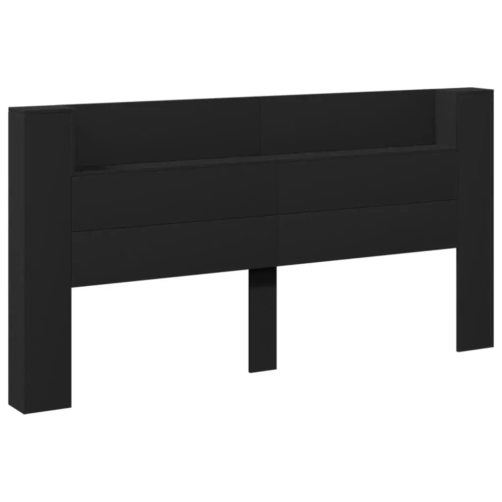 Headboard Cabinet with LED Black 200 cm Price