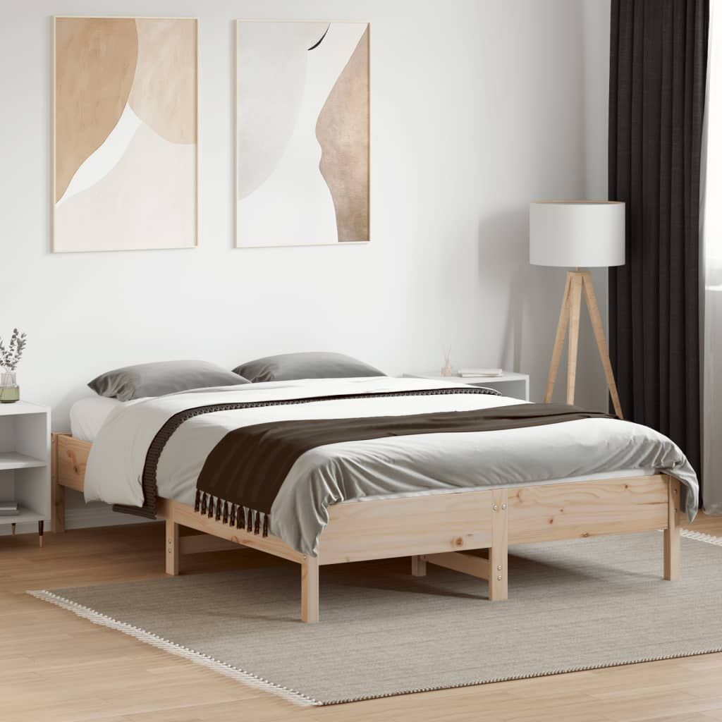 Bed Frame without Mattress 135x190 cm Solid Wood Pine Price