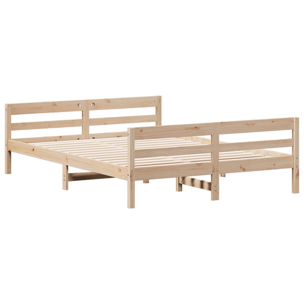 Bed Frame without Mattress 137x187 cm Double Solid Wood Pine Price