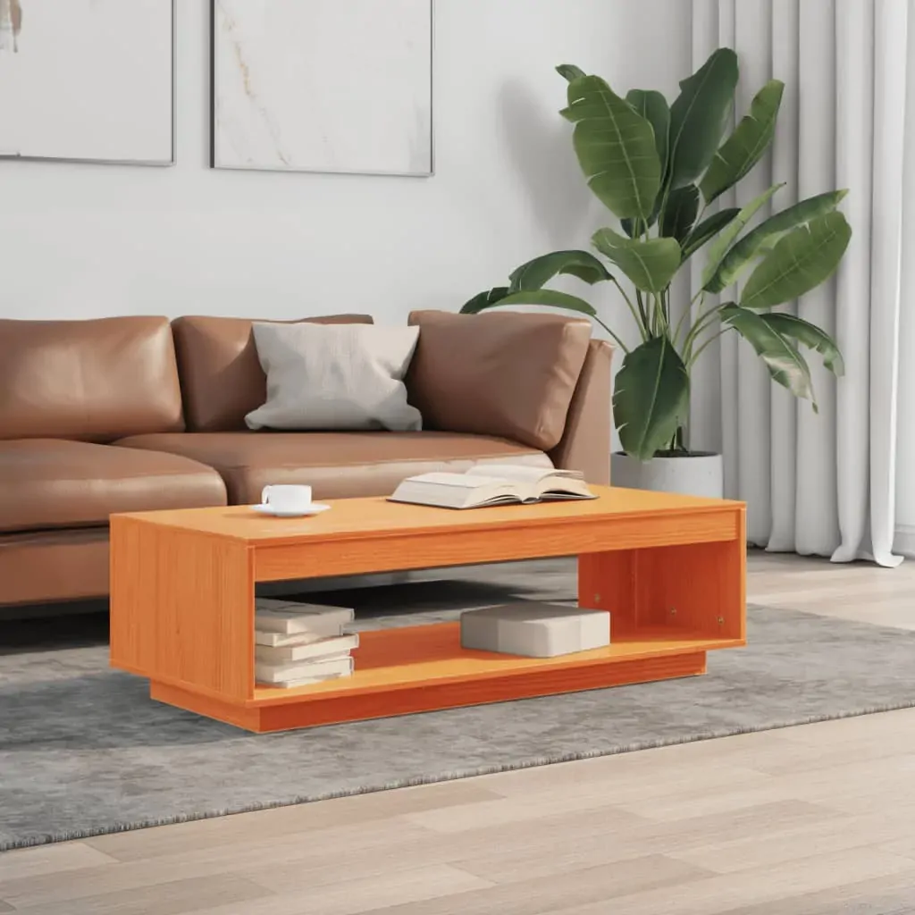 Coffee Table Wax Brown 110x50x33.5 cm Solid Wood Pine Price