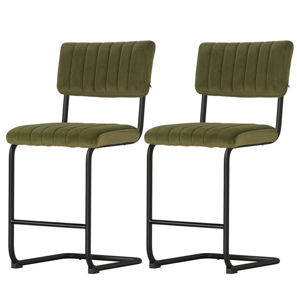 2x Bar Stools Velvet Chairs Green Price