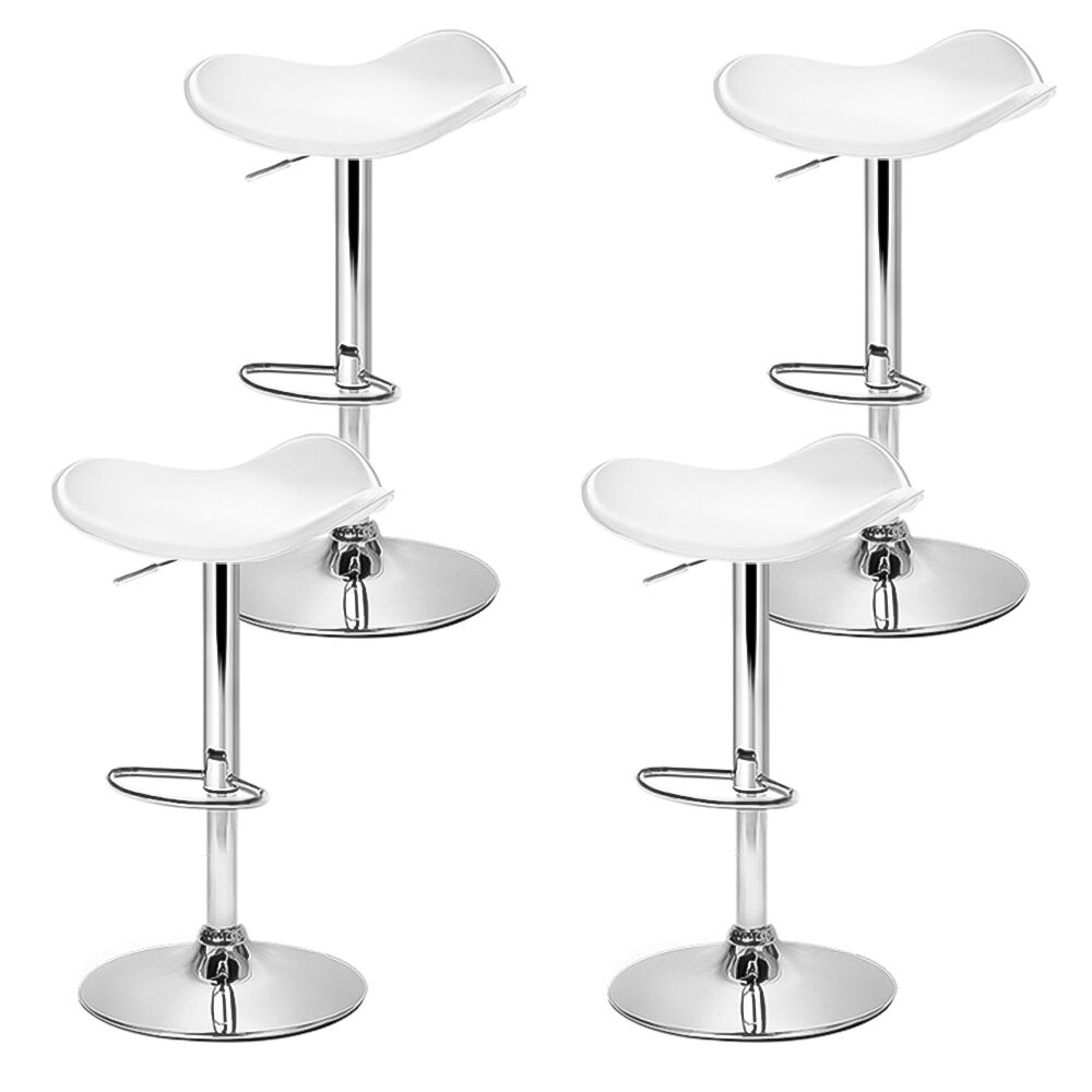 4x Bar Stools Leather Gas Lift Chair White Price