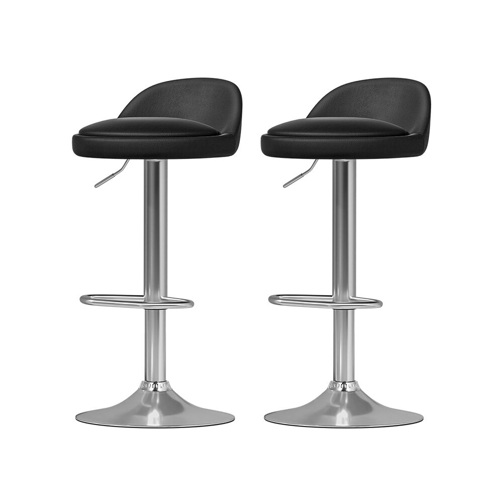 4x Bar Stools PU Leather Gas Lift Black Price
